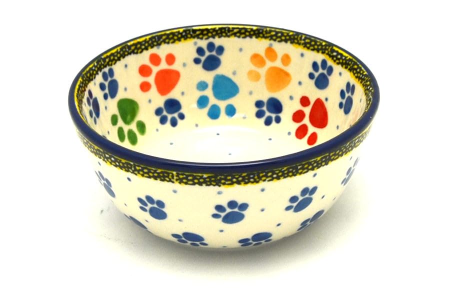 Polish Pottery Bowl - Ice Cream/Dessert - Paw Prints