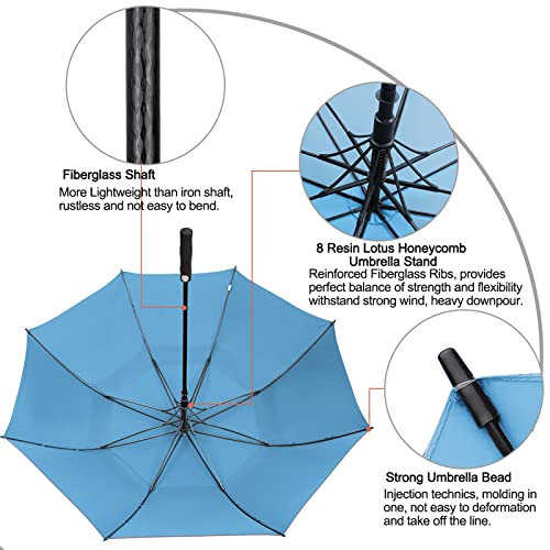 Image of G4Free 47 /54 /62 /68 Inch Automatic Open Golf Umbrella Oversize Extra Large Double Canopy Vented Windproof Waterproof Stick Umbrellas