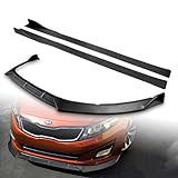 DriftX Performance 3PCS Front Bumper Spoiler Lip Compatible with 2014-2015 Kia Optima + 6PCS Side Skirt Extension Rocker Splitters Diffuser Lip 86 inch x 4 inch Universal (Unpainted Matt Black)