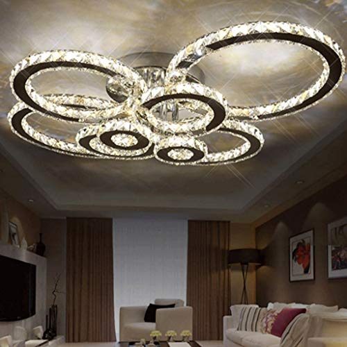 Finktonglan Plafoniera LED Cristallo Quadrata 38cm, Lampadario Moderno a Soffitto 3 Livelli in Acciaio Inox con LED Integrati 61W, Luce Bianco Freddo 6500K per Soggiorno Sala da Pranzo Camera da Letto
