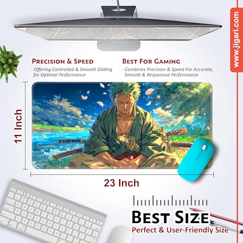 Image of Anime Theme Printed XL Extended Stich Edge Mousead | Smooth Surface Gaming Mousepad with Anti-Slip Rubber Base | 3mm Thick - 11 x 23 Inch (One Piece (P102))