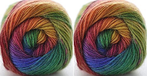 Rosecolor 2 Skeins 2oz Hand Dyed Gradient Yarn - 100% Merino Wool for Knitting Artcraft Rainbow (01) by FLORAVOGUE