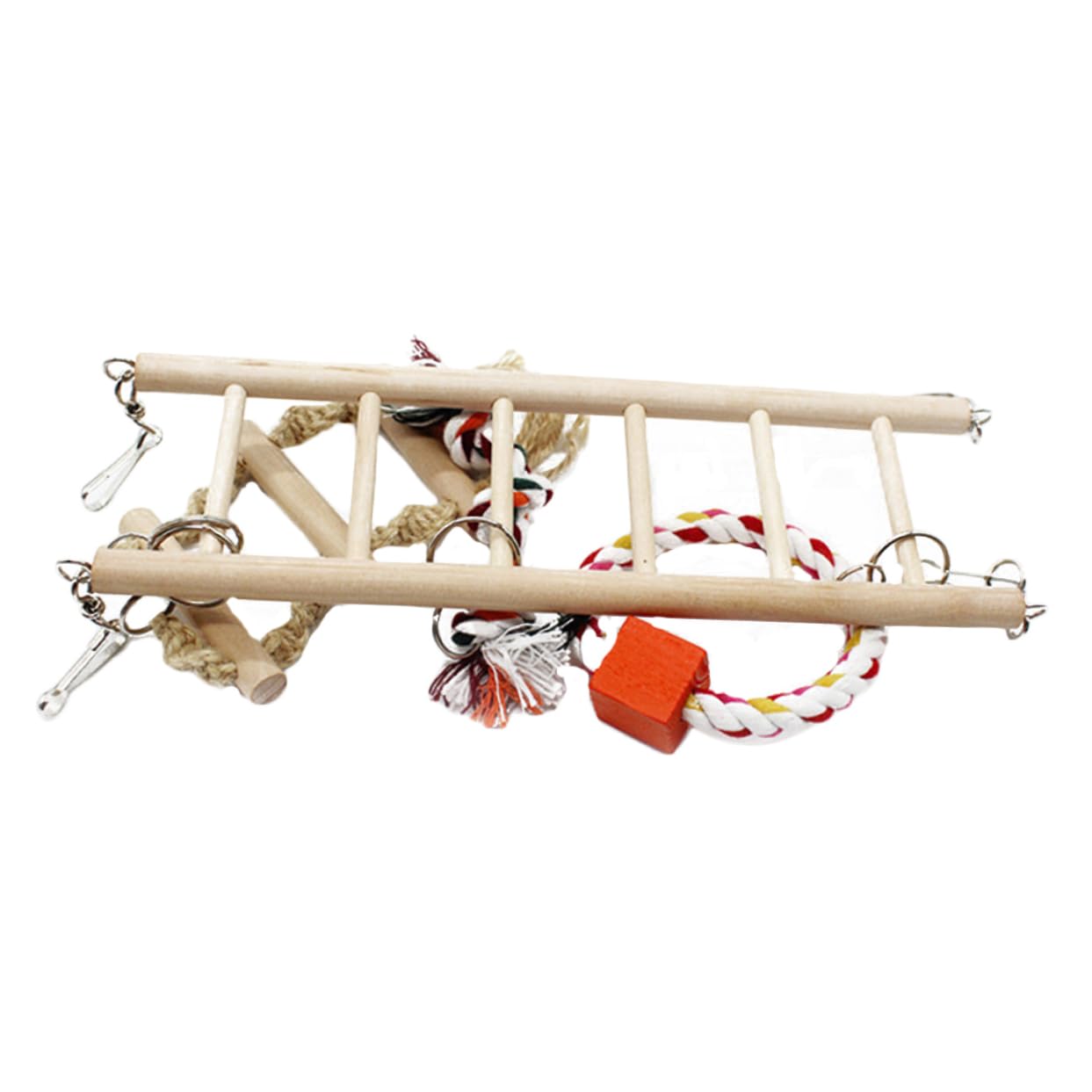 Yardwe Wooden Climbing Ladder Swing for Parrots Creative Hanging Stand for Pet Birds and Design for Fun and Exercise Cages for Parakeets and Macaws