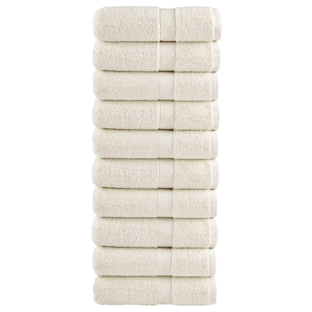 Solund - Juego de 10 toallas de invitado (30 x 50 cm, 600 g/m², 100 % algodón hilado en anillo, certificado Öko-Tex, absorbentes, con práctico lazo para colgar), color blanco crema