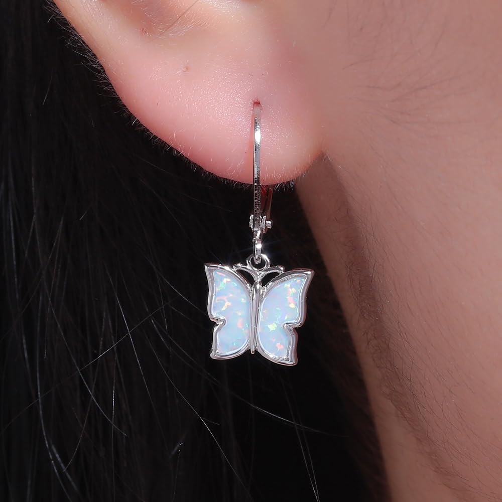 CiNily Opal Dangle Drop Earrings White Gold or Rose Gold Plated Opal Jewelry for Women Girls Wedding Earrings - Image 6