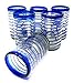 Hand Blown Mexican Drinking Glasses – Set of 6 Glasses with Cobalt Blue Spiral Design (14 oz each)