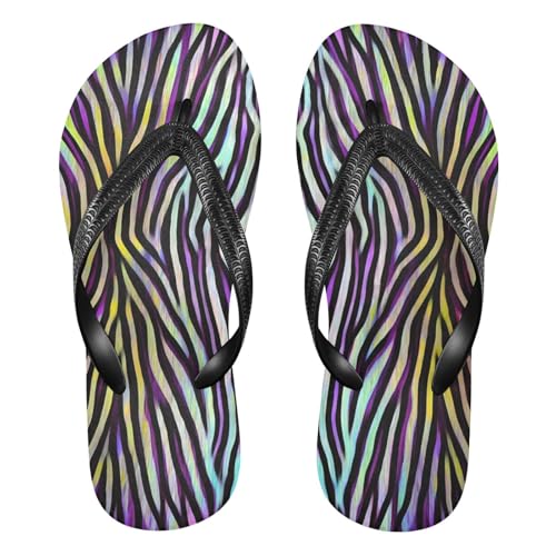 Purple Stripes Zebra Flip Flop Beach Summer Casual Sandal for Women & Men Shower Shoes 20861995