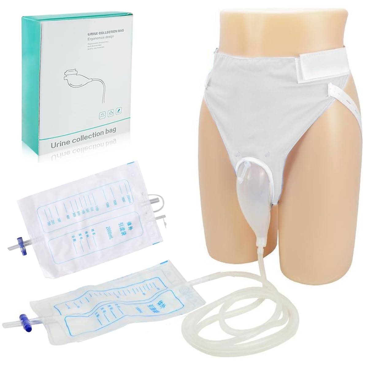 HANNEA® Urine Collector for Women, Urine Collect Bag, Reusable Silicone Urine Bag Portable Wearable Female Urinary Drainage Bag System for Adults, Women Type, White