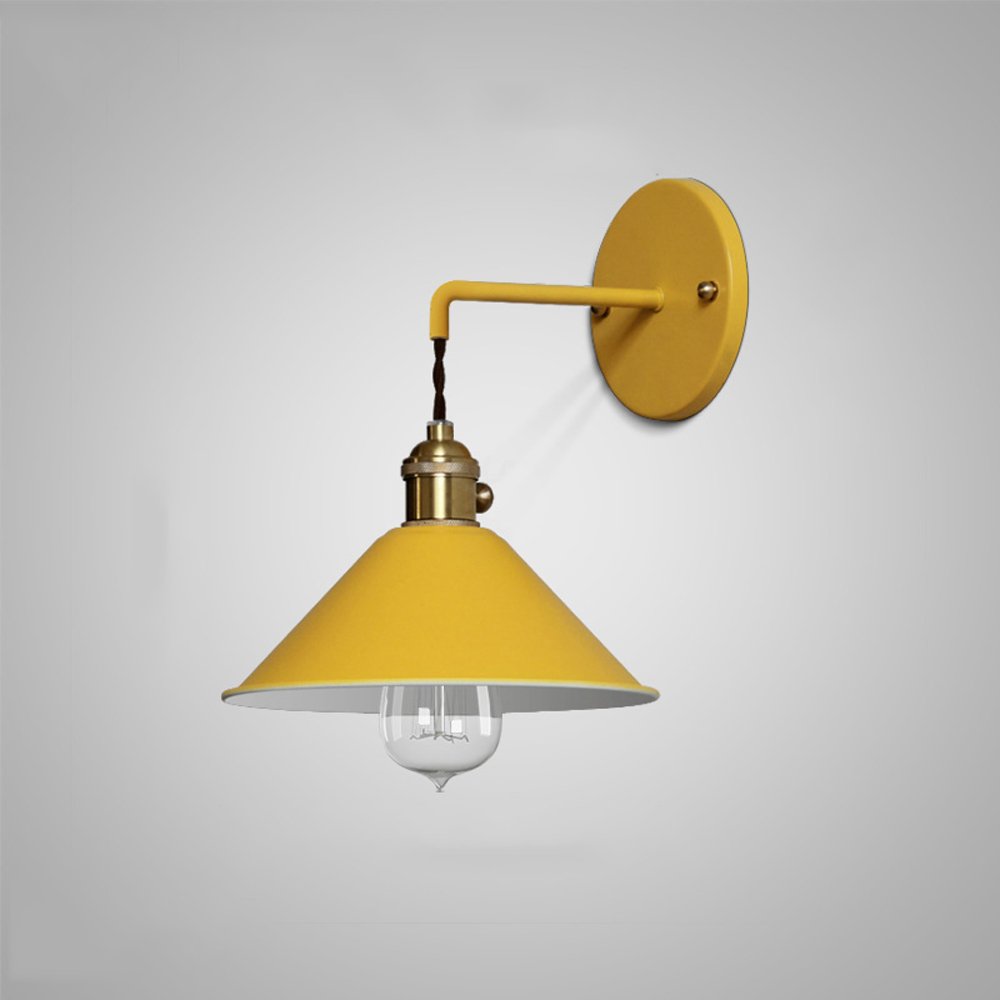 HUAYUSEDF Wall Lamps, Wrought Iron Light Lamp with Switch Industrial Retro Rustic Loft Antique Colorful Sconce Decorative Restaurant Bar Aisle Chandeliers(Yellow)