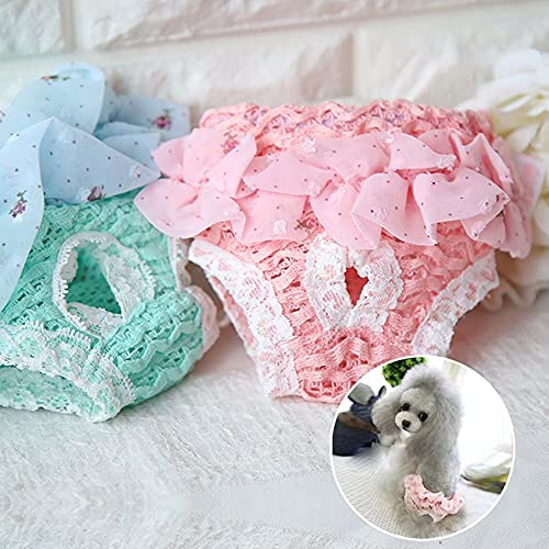 Bybycd Pet Sanitary Pants Reusable Pet Dog Diaper Physiological Pants Washable Female Dog Panties Shorts Underwear Lace Edge Pet Trousers(L,Pink) #TOP4