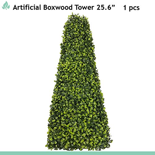 SunnyRoyal Topiary Trees Artificial Outdoor Boxwood Trees Highly Realistic Decorative Buxus Tower, UV Resistant Fake Tree for Home Garden/Indoor & Outdoor Use, 1 Piece - Thumbnail 2