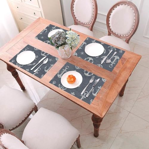 Sets de table tissés motif ancre de qualité supérieure pour réception - 6