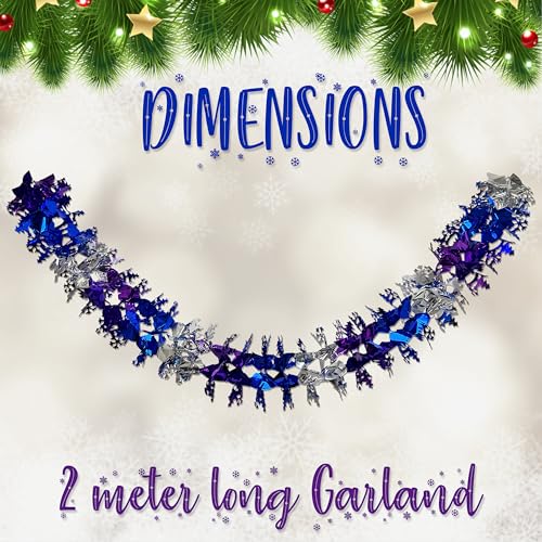 5Pcs Christmas Foil Hanging Decorations, 10M Total Foil Snowflake Christmas Garlands Wall Ceiling - Image 2