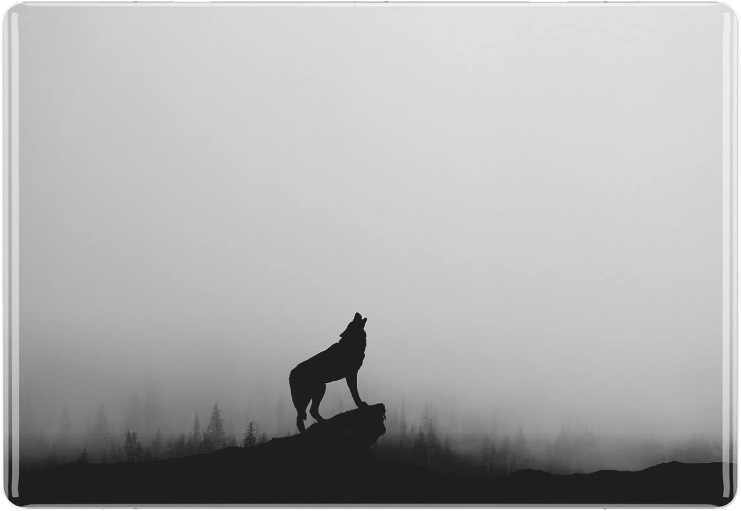 Hard Case Compatible with MacBook Air 13 15 inch Pro 16 14 M5 M4 M3 M2 M1 2026 2025 2024 2022 2020 Clear Grayscale for Men Nature Touch Bar Glossy Wildlife Howling Wolf Retina Cover Laptop