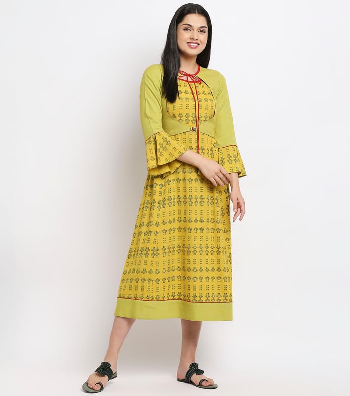 True Shape Feeding Kurtis for Women Cotton | Trendy Maternity Anarkali Kurta with Dual Nursing Zippers in Viscose Rayon for Pre & Post Pregnancy(TSJ-153-3XL, Light Green) 2