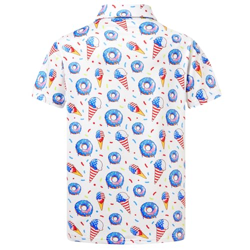 Cuddomper Boys Polo Shirt 4th of July Golf Clothes Flag 11-12 Years | Short Sleeve, Collared Shirts, Fashion, Cool, School Uniform, Active, Casual, Athletic, Beach, Tropical Travel, Performance - image 2