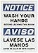 Accuform SBMRST803VA Aluminum Spanish Bilingual Sign, Legend "NOTICE WASH YOUR HANDS BEFORE LEAVING THIS ROOM/AVISO LAVESE LAS MANOS ANTES DE SALIR DE ESTE CUARTO", 14" Length x 10" Width, Blue/Black on White