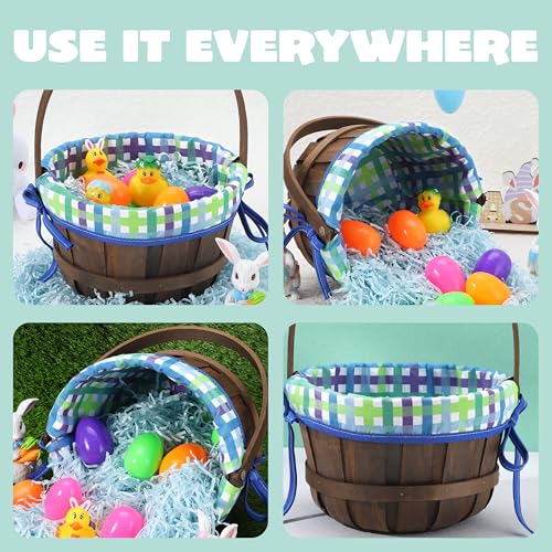 JOYIN Easter Woven Basket with Lining, Brown Wooden Easter Egg Hunt Basket with Handle for Picnic,Goodie Storage, Gift Packing, Party Favors Supplies Decorations, Filling with Candy(12.4" x 9.1") by JOYIN - Image 4