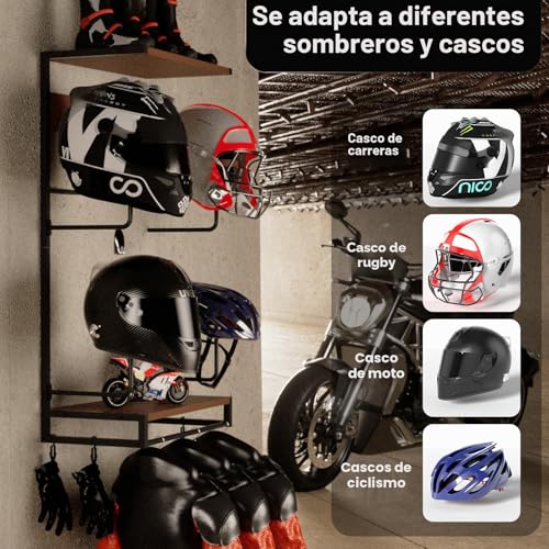 Perchero para casco y chaqueta de moto para organizar el garaje 6