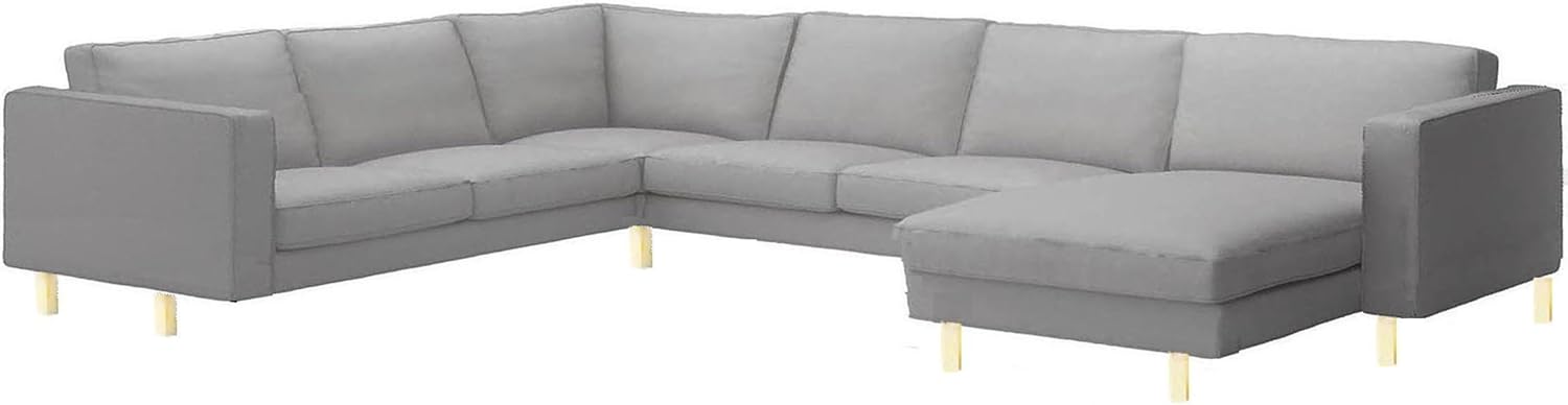 Sofa Cover Only. The Dense Cotton Karlstad Corner Sofa (2+3) with Chaise Lounge Cover Replacement, is Made Compatible for IKEA Karlstad Sectional and Chaise Slipcover (Dark Gray)