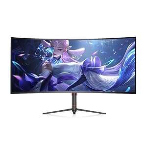 LM340UW8-SSC1 21:9 3 Sides Without Bezel Design 3440×1440 144Hz Refresh Rate Function Support Lifting/Rotate/Pitch HDR PBP 34inch Curved Ultrawide Gaming Monitor, black