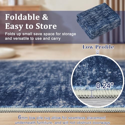 MilleLoom Washable Area Rugs 9x12 Living Room Rug Modern Solid Rug for Bedroom Large Rugs for Kids Room Minimalist Stain Resistant Indoor Carpet Low Pile Soft Floor Cover for Apartment Playroom，Blue by MilleLoom - Image 7