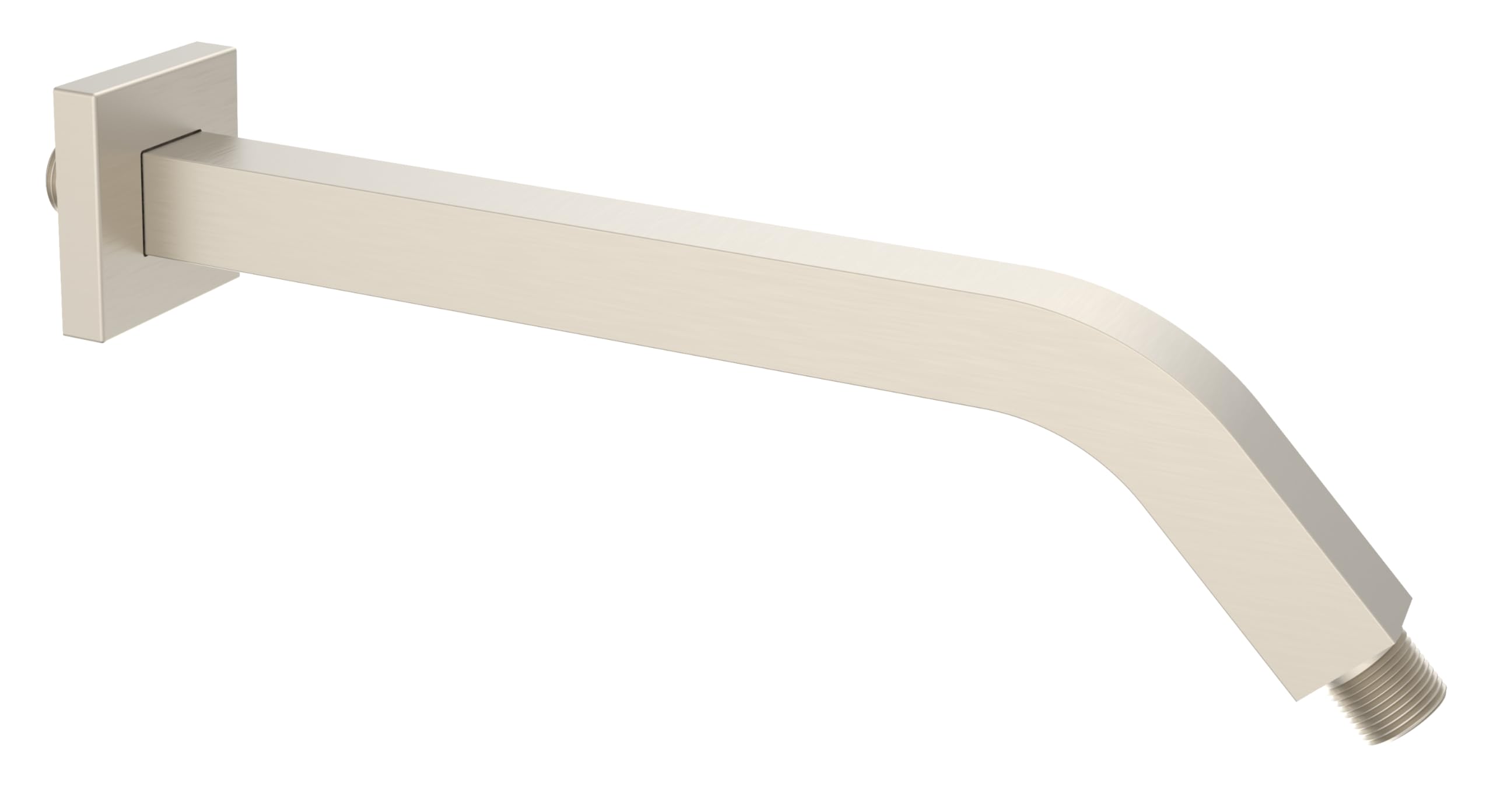 Aquaiaw Square Shower Arm and Anti-Scratch O-Ring Flange, Material 1 inch Solid Brass Pipe, Both Soldered 1/2-14 NPT Tapered Threads, Wall Mount Shower Head Extension Arm (12 inch, Brushed Nickel PVD)