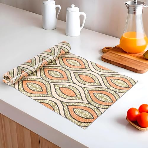 Image of Kuber Industries 5 Meters Waterproof & Durable Kitchen Mats for Shelf Liner Roll | Wipeable Fridge Sheets for Shelves Cabinet Drawer | Gripper Design - Green & Orange