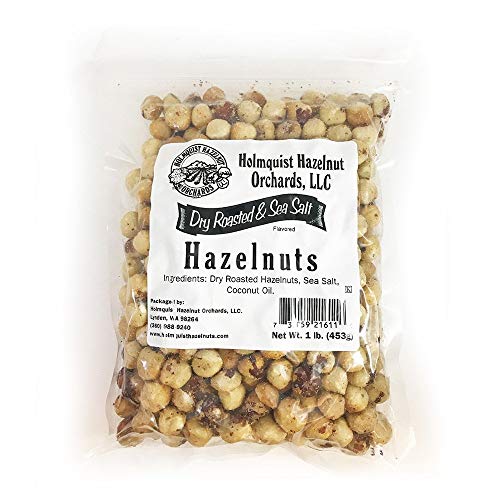 1 LB | Holmquist Hazelnuts Dry Roasted Hazelnuts | Sea Salt | Skins Mostly Removed | HEART HEALTHY | NON-GMO, GLUTEN FREE, KOSHER, RESEALABLE, KETO-FRIENDLY