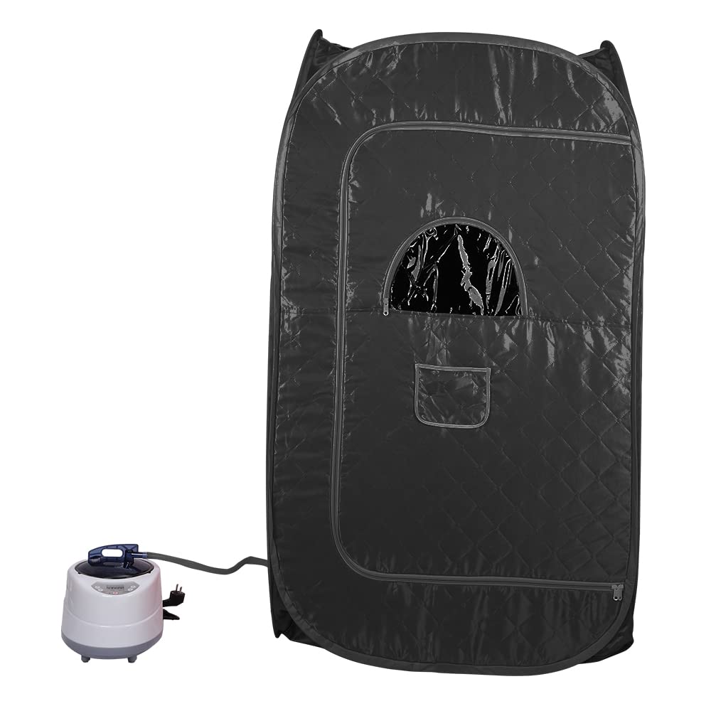 Sauna parowa do domu, mini sauna, przenośna sauna parowa, mobilna sauna parowa, SPA, zdrowa sauna domowa, łaźnia parowa z pilotem zdalnego sterowania (kolor czarny, 80 x 80 x 135 cm)