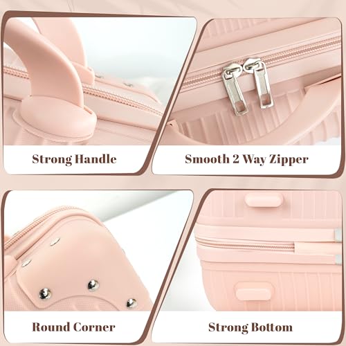 Image of Storite Mini Hard Shell Travel Luggage & Makeup Case Portable Carrying Suitcase Makeup Storage Box for Women Cosmetic Travel Toiletry Bag Hand Nailart case Vanity Cases for Girls (Tea Rose)