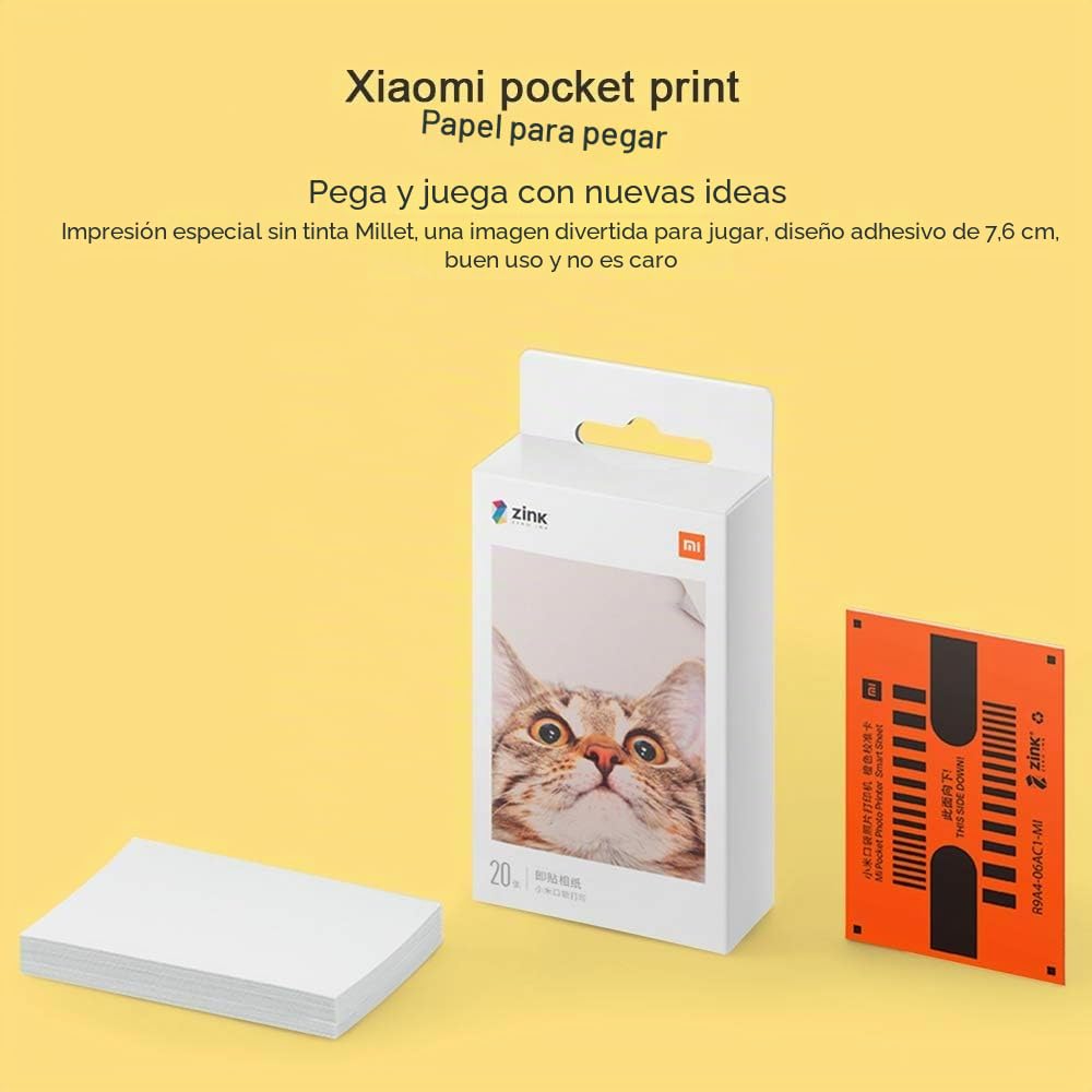 Papel fotográfico adhesivo 2x3 pulgadas (50x76 mm), 50 hojas (5 packs de 10), compatible con impresoras Xiaomi, sin tinta ZINK, para mini impresora portátil