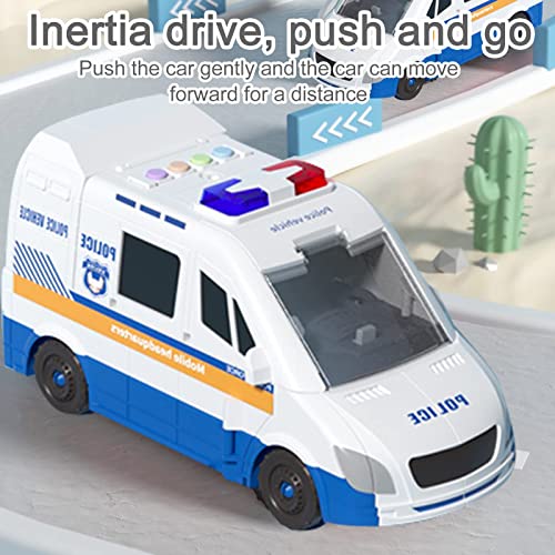 Bbnote Ambulance Toy For Kids, Police Car Toy In 2 Modes - Car Mode Or Track Mode, Car Garage Toys With 4 Die Cast Mini Cars #TOP4