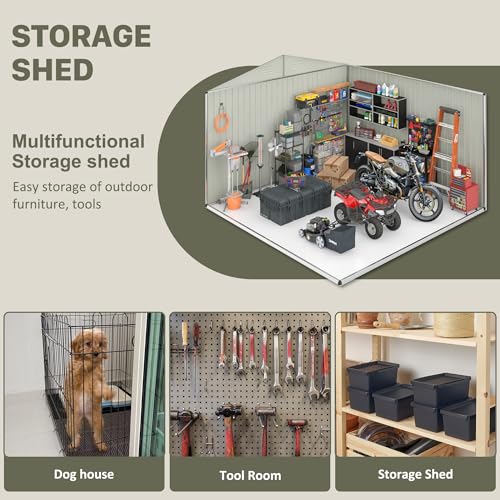 Image of Polar Aurora 12x18 FT Outdoor Storage Shed | Metal Shed with Window, Updated Frame Structure and Lockable Doors for Backyard Garden Patio Lawn, Black
