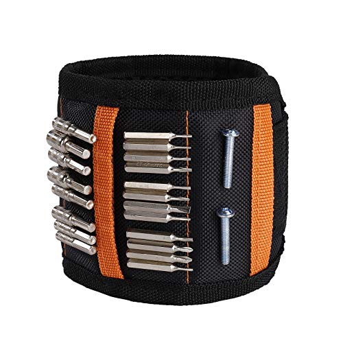 Pulsera Magntica con 15 Imanes Muequera Magnetica Ajustable Wristband Magntico para Fijar Tornillos Clavos Brocas Pernos para Hombres y Maquinaria