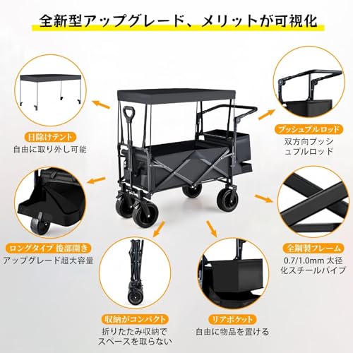 NODIBRO NODIBRO 屋根付き キャリーワゴン プッシュ・プル両用ハンドル STT-LV8A-LYC の商品画像 3