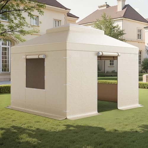 VEVOR Winter Gazebo Cover Fits 10 x 12 ft Hardtop Gazebos, All-Weather Double-Tiered Gazebo Cover with Sidewalls & Mesh Windows, High-Density PE Enclosed Storage Shelter Covers, Gazebos not Included