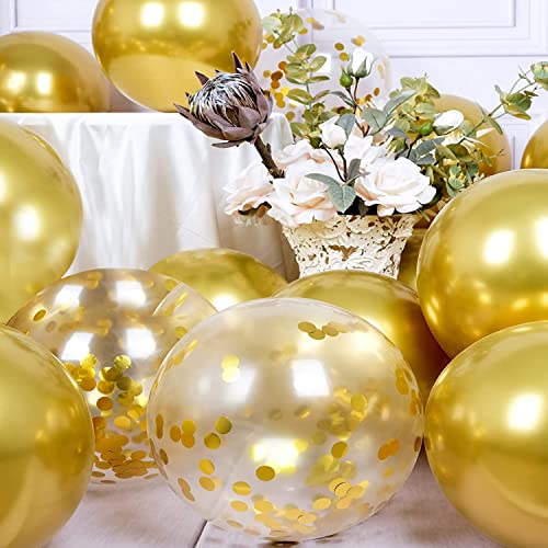Image of AMFIN Confetti Balloons for Decoration /Confetti Combo Balloons /Birthday Confetti Balloons /Confetti Gold Balloons /Gold Theme Decoration /Party Gold Balloons /Anniversary - Pack of 200