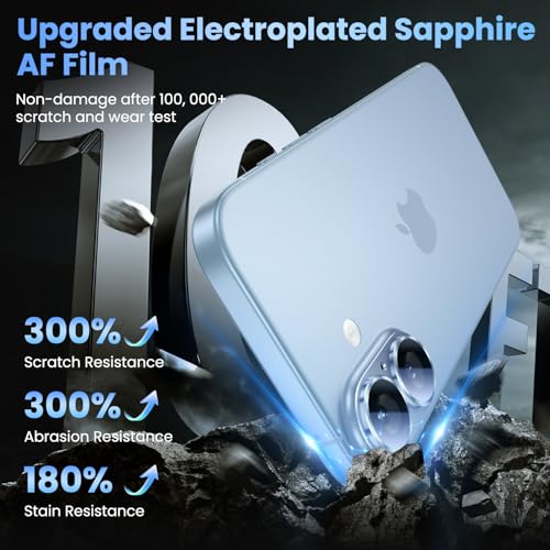 Image of Uyiton Compatible with iPhone 17 Camera Lens Protector - [Not Easy to Break][Strong Adsorption][Case-Friendly] Metal Tempered Glass Rear Camera Screen Cover - Mist Blue