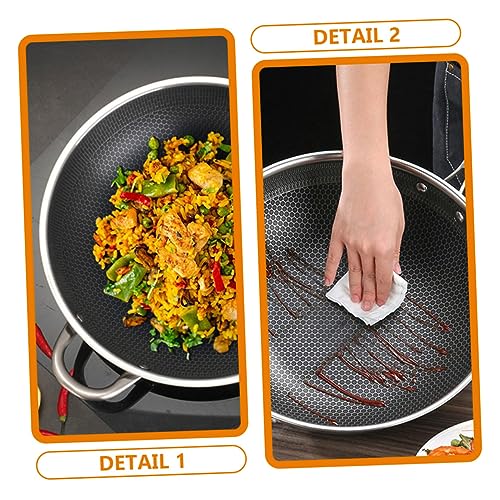 Wok de acero inoxidable con doble asa y superficie antiadherente miniatura 7