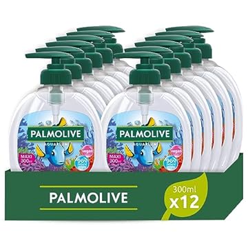 Palmolive Sapone Liquido Mani Aquarium 12x300ml I Protezione contro i batteri I Vegano | 97% con formula biodegradabile | Ingredienti al 96% di origine naturale* I Dermatologicamente testato