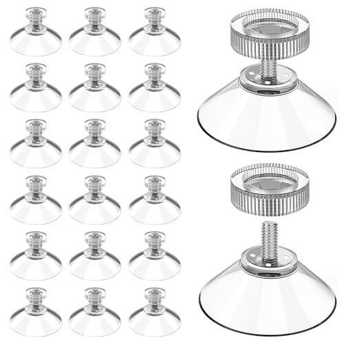 DizemoiQ 20 Stück Saugnäpfe Ø30mm mit Gewinde M5x7mm Transparente Rändelmuttern Saugnäpfe mit Haken für Fenster kleine Gegenstände starke Haftkraft