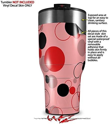 Miniatura 2 de Skin Wrap Decal for New 2017 RTIC Tumblers 40oz Lots of Dots Red on Pink (TUMBLER NOT INCLUDED)