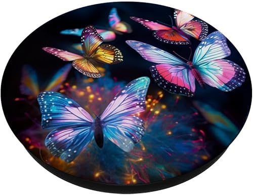 Miniatura 2 de PopSockets PopGrip intercambiables de mariposas azules de colores brillantes