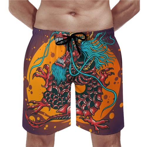 Shorts de bain homme dragon rouge maillot de bain séchage rapide taille M