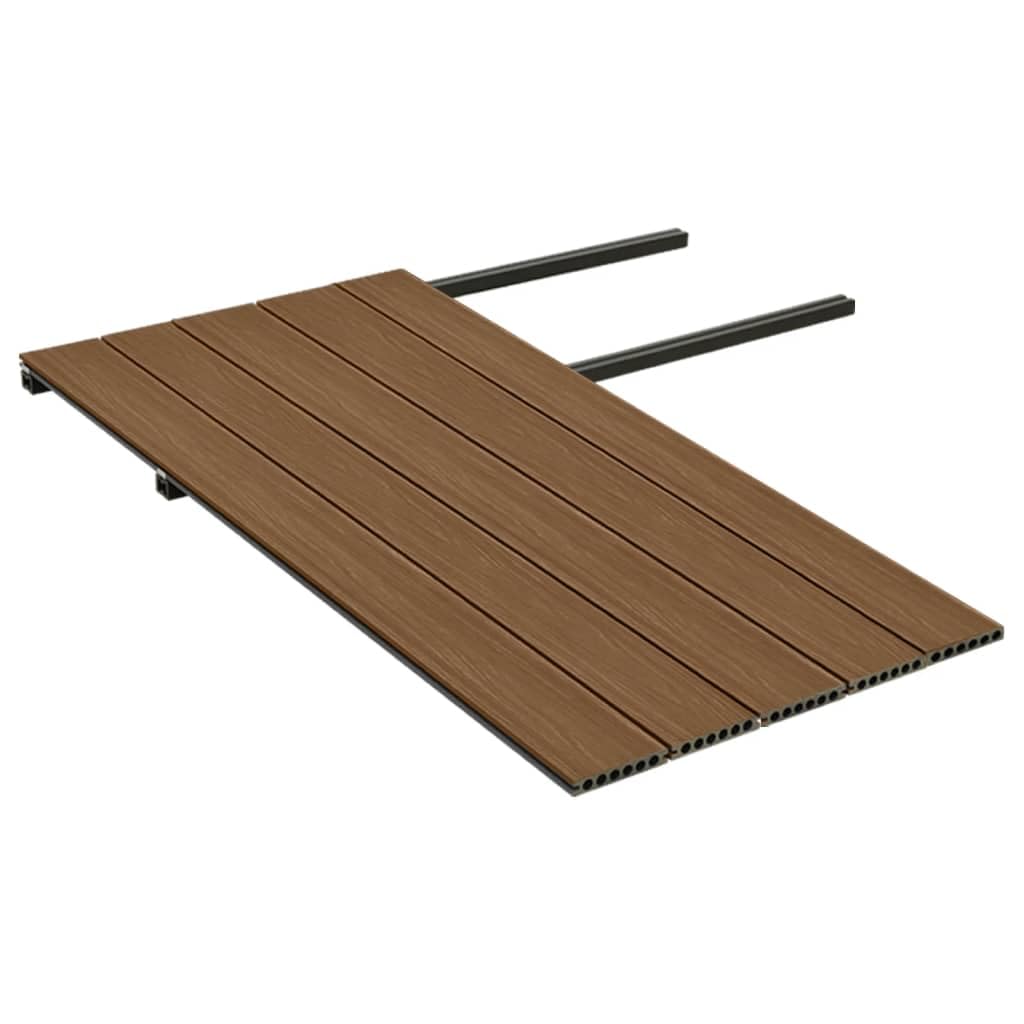 Lot de lames de terrasse WPC avec accessoires marron gris 10 m² 2,2 m de long, 23 mm d'épaisseur, lames de co-extrusion pour balcon, piscine, imperméables et durables avec structure en bois