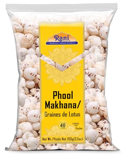 Rani Jumbo Phool Makhana (Fox Nut/Popped Lotus Seed) Plain Raw Uncooked 3.5oz (100g) ~ All Natural | Vegan | No Colors | Gluten Friendly | Non-GMO | Indian Origin