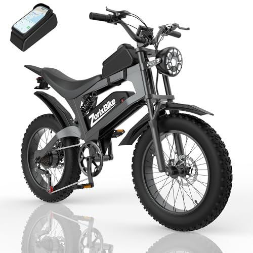 R8 Electric Bike for Adults,48V 20AH - Peak Power 1500W Brushless Motor Electric Bicycle - Max Speed 31MPH - Max 80 Miles Range - 20" x 4.0" Fat Tire Dirt EBike - UL2849
