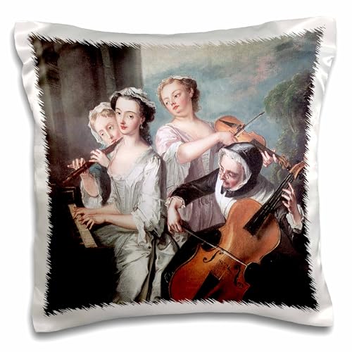 3D Rose pc_173834_1 The Five Senses The Sense of Hearing C 1750 by Philippe Mercier Pillow Case, 16 by 16"
