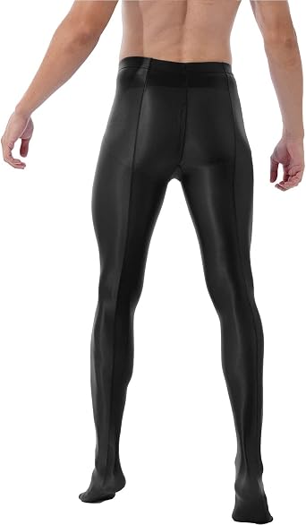 Mens Seamless Glossy Dance Tights Footed Pantyhose Oil Shiny Nylon Stockings Leggings
